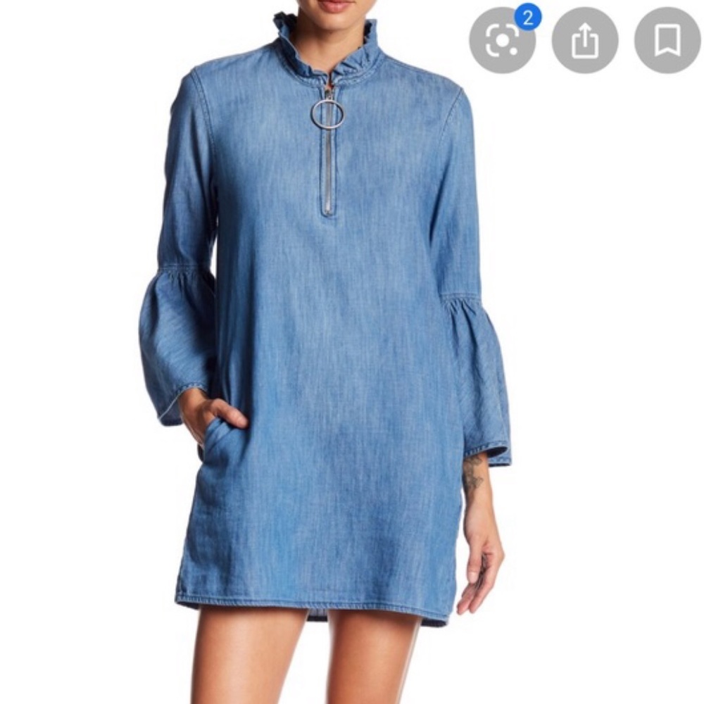 Blank NYC denim dress w zipper neck